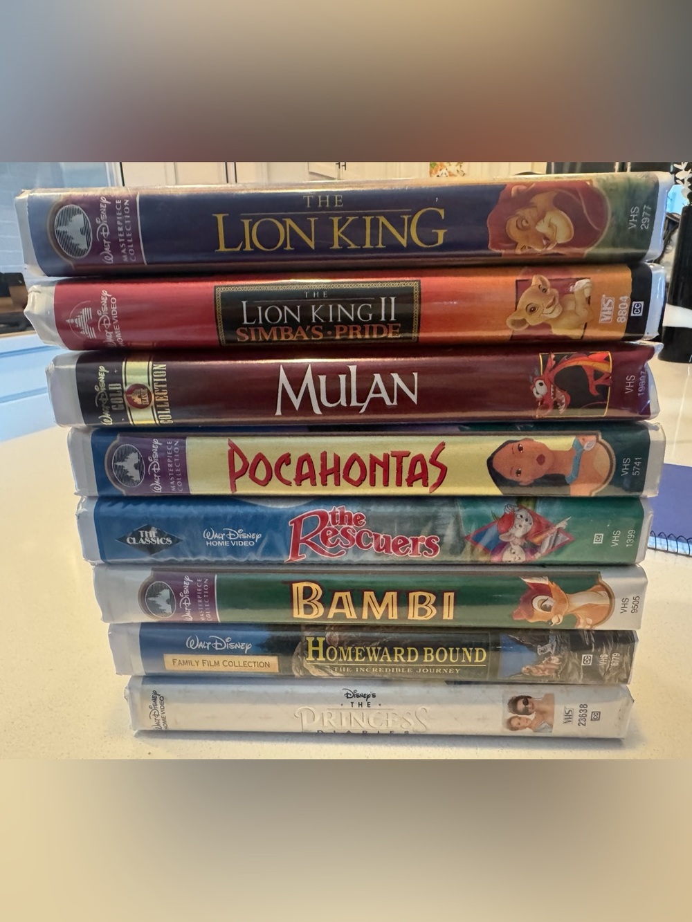 Assorted VHS Disney Movies - Lot of 8 - Lion King, Mulan, Pocahontas, Rescuers &